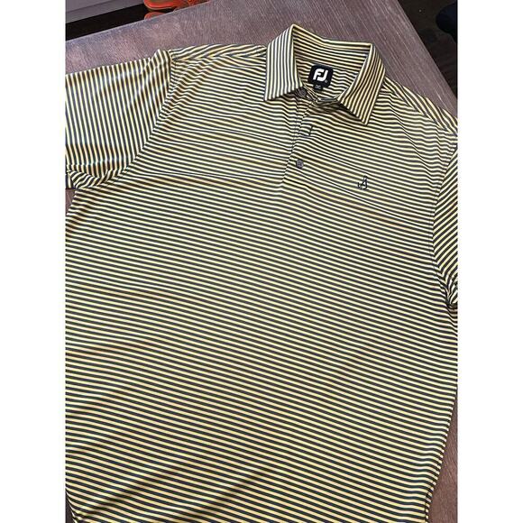 FOOT JOY Yellow/Grey Striped Golf Polo Shirt size XL - Picture 6 of 9